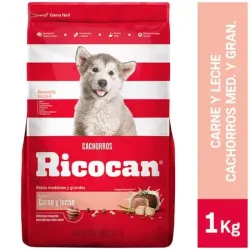Alimento Para Perros Cachorros Razas Medianas y Grandes Carne y Leche Bolsa 1Kg